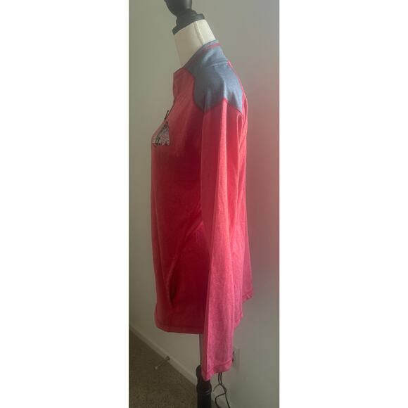 NHL Men’s Chicago Blackhawk Red Gray Long Sleeve  1/4  Zip Shirt w/ Pockets M - Picture 3 of 8